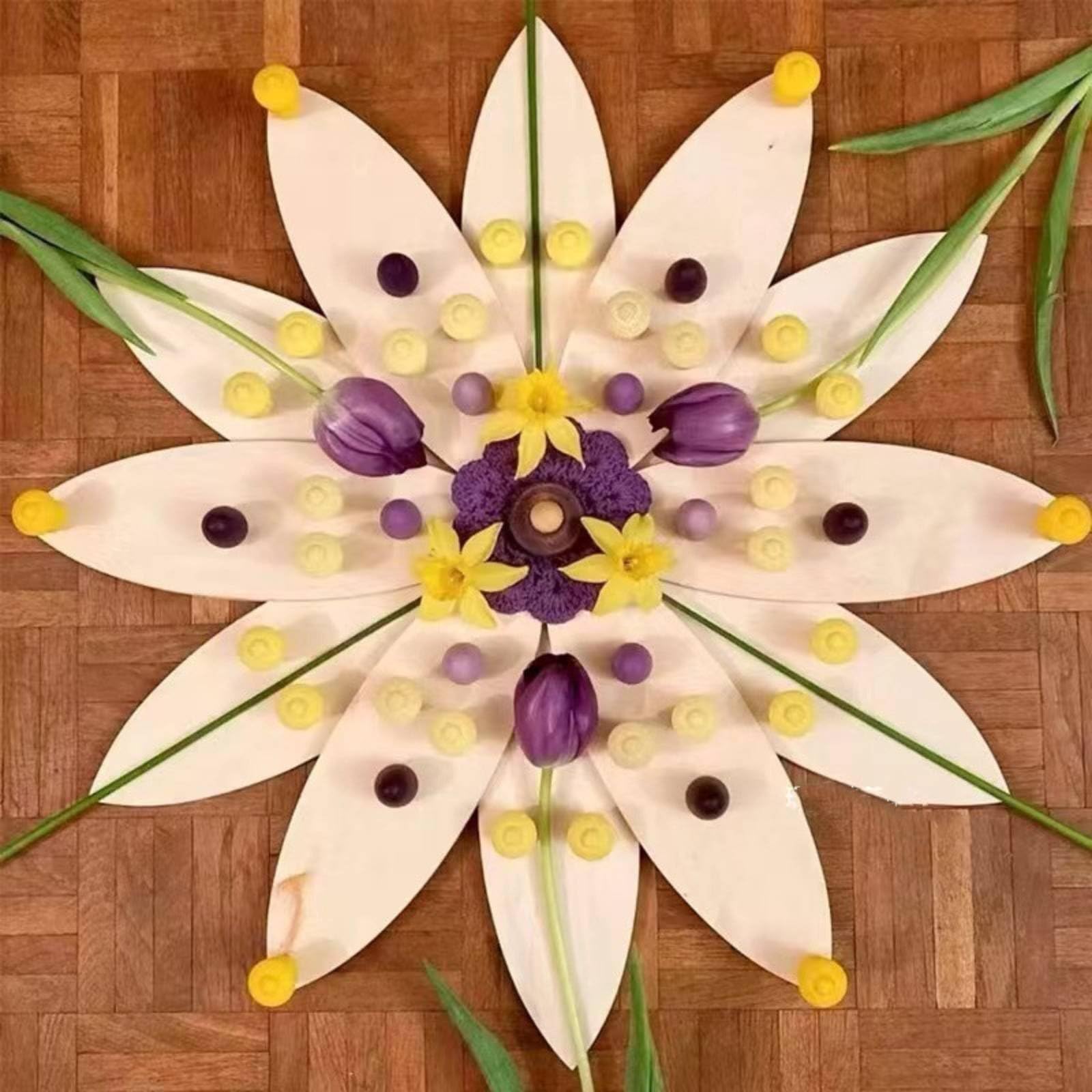 Blocchi Petali in Legno Educativi Bambini Gioco Costruzioni Mattoncini Stacking Set Creativo Materiale con Finitura a Base d'Acqua Adatto a Asilo Scuola ’infanzia Casa Attività di Classe