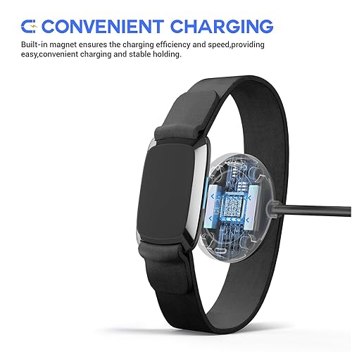 Miniatura 4 de TUSITA Cargador compatible con brazalete Wahoo TICKR FIT de ritmo cardíaco - 1M