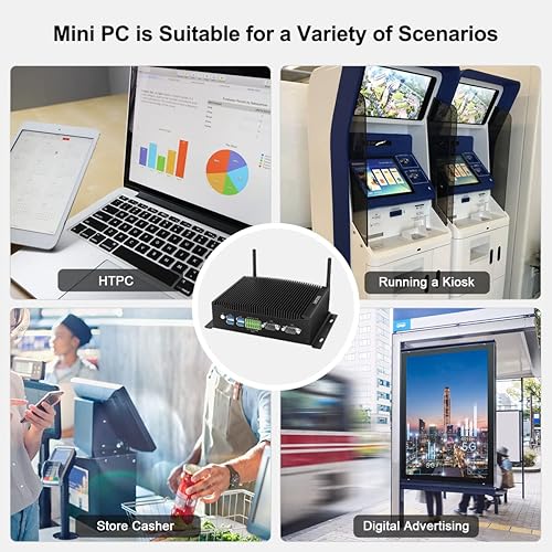 Miniatura 7 de BASOARO PC sin ventilador, Mini PC industrial Core i7 10810U, 64GB RAM 512GB SSD, Gigabit Ethernet, 2 RS232 COM, 2HD DP Triple Display, 6 USB, WiFi