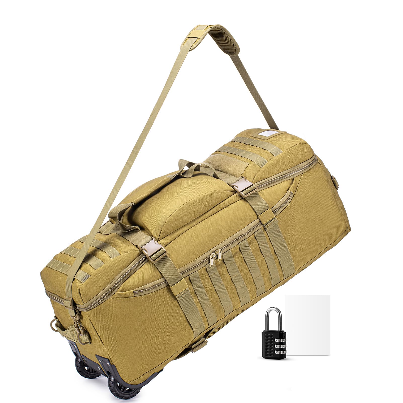 Bolsa de Viaje con Ruedas Impermeable 3 en 1 Militar Mochila Viaje Cabina Avion Bolso de Mano con Candado de Combinación 80L XL Bolsa de Equipaje Grande Tactica Maleta para Mujer Hombre