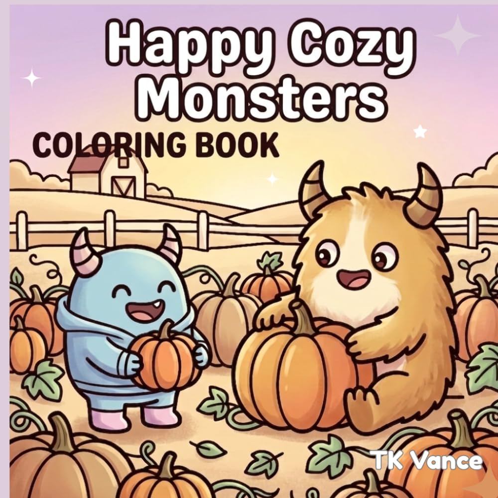 Happy Cozy Monsters: A Cute and Relaxing Coloring Book for Adults and Teens Featuring Adorable Monsters