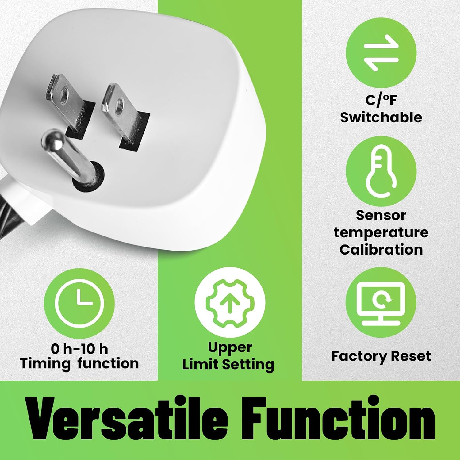 Digital Heating Temperature Controller Outlet, 120V Plug-in Thermostat Switch 34-140°F, 0–10H Timer, for Pipe Heating Reptile Greenhouse Aquarium Brewing Seedling Breeding & Hatching