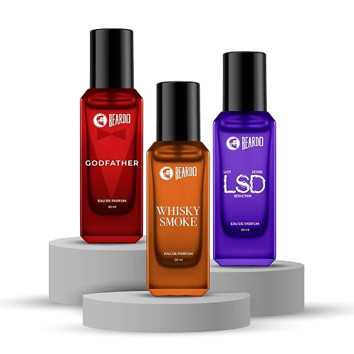 Beardo The Intense Core-LSD,Whisky Smoke & GodFather Perfume for Men (20ml x 3) | Long Lasting Fragrance | Long Lasting Perfume for Men | Gift for Men | Gift for Friend
