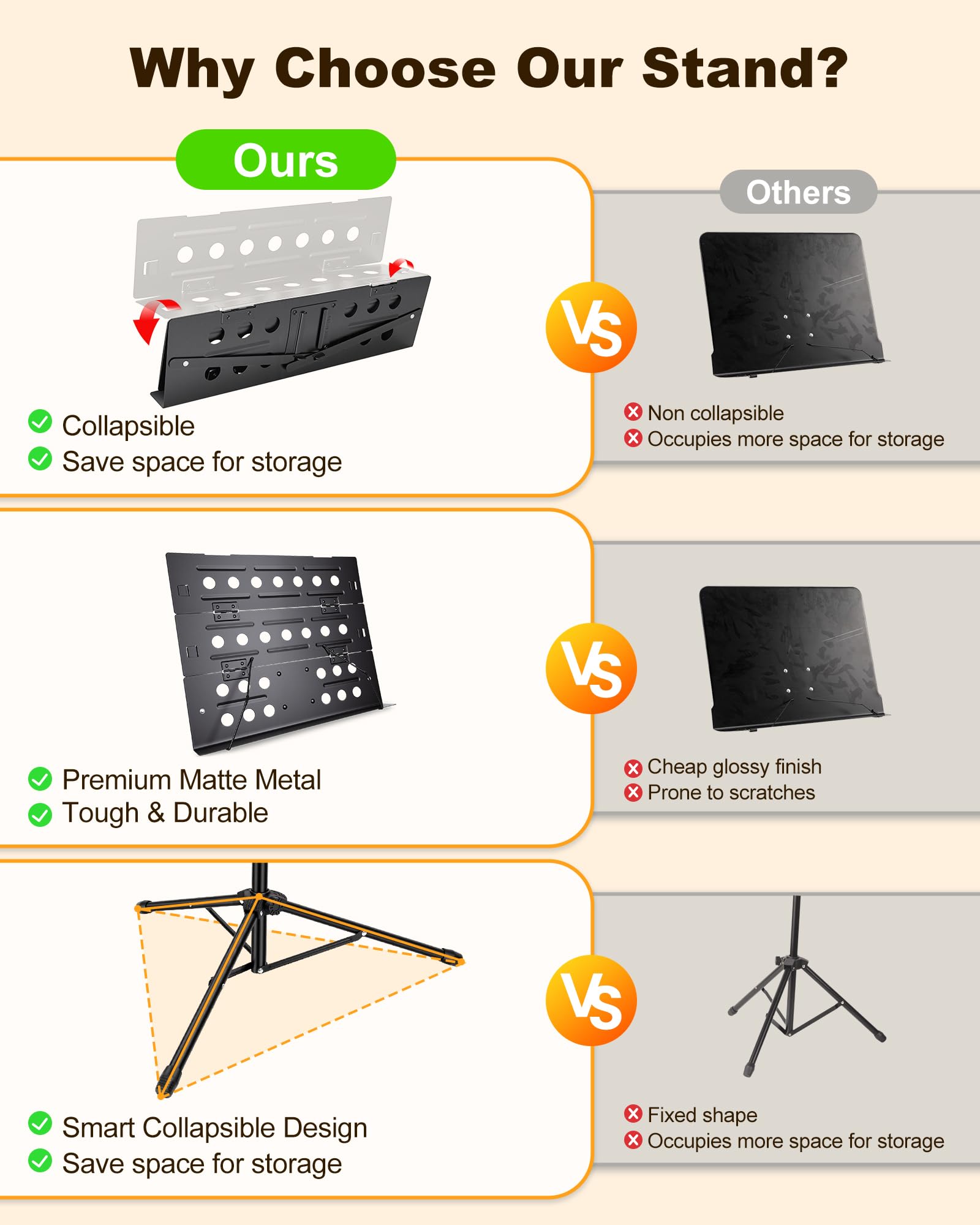 New Bee Atril Música Plegable Soporte para Partituras Estable de Metal, Altura Ajustable, Soporte Plegable con Pies Antideslizantes para para Estudiantes y Profesionales