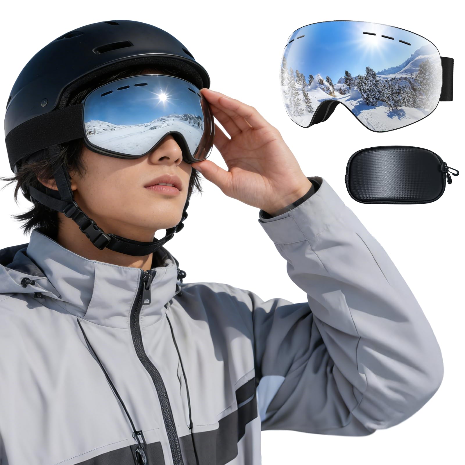 Lunettes de ski pour hommes, femmes, jeunes, adolescents, protection UV, anti-reflet, pour ski, snowboard, cyclisme, moto - 2