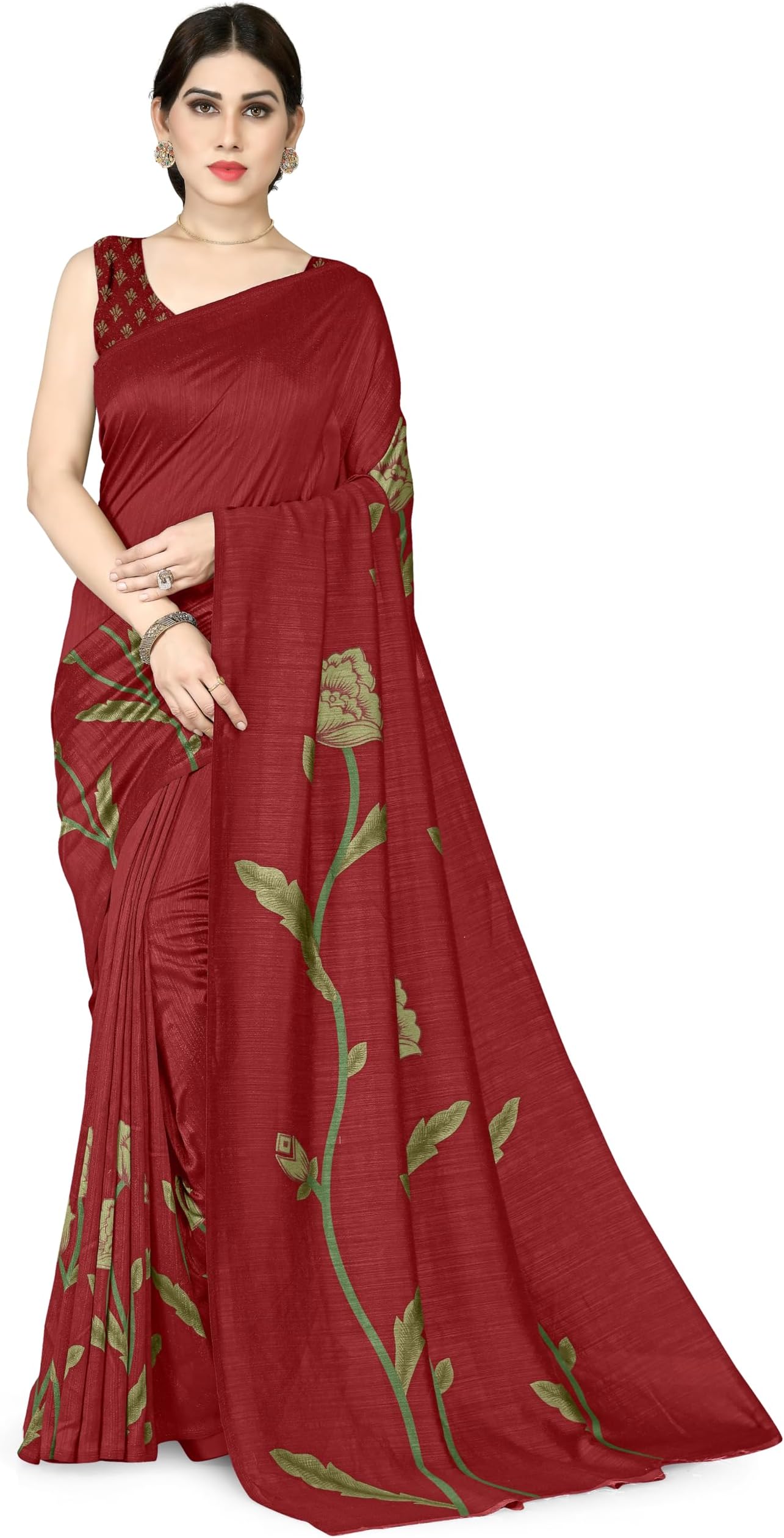 MIRCHI FASHIONWomen's Silk Blend Saree With Unstiched Blouse Piece