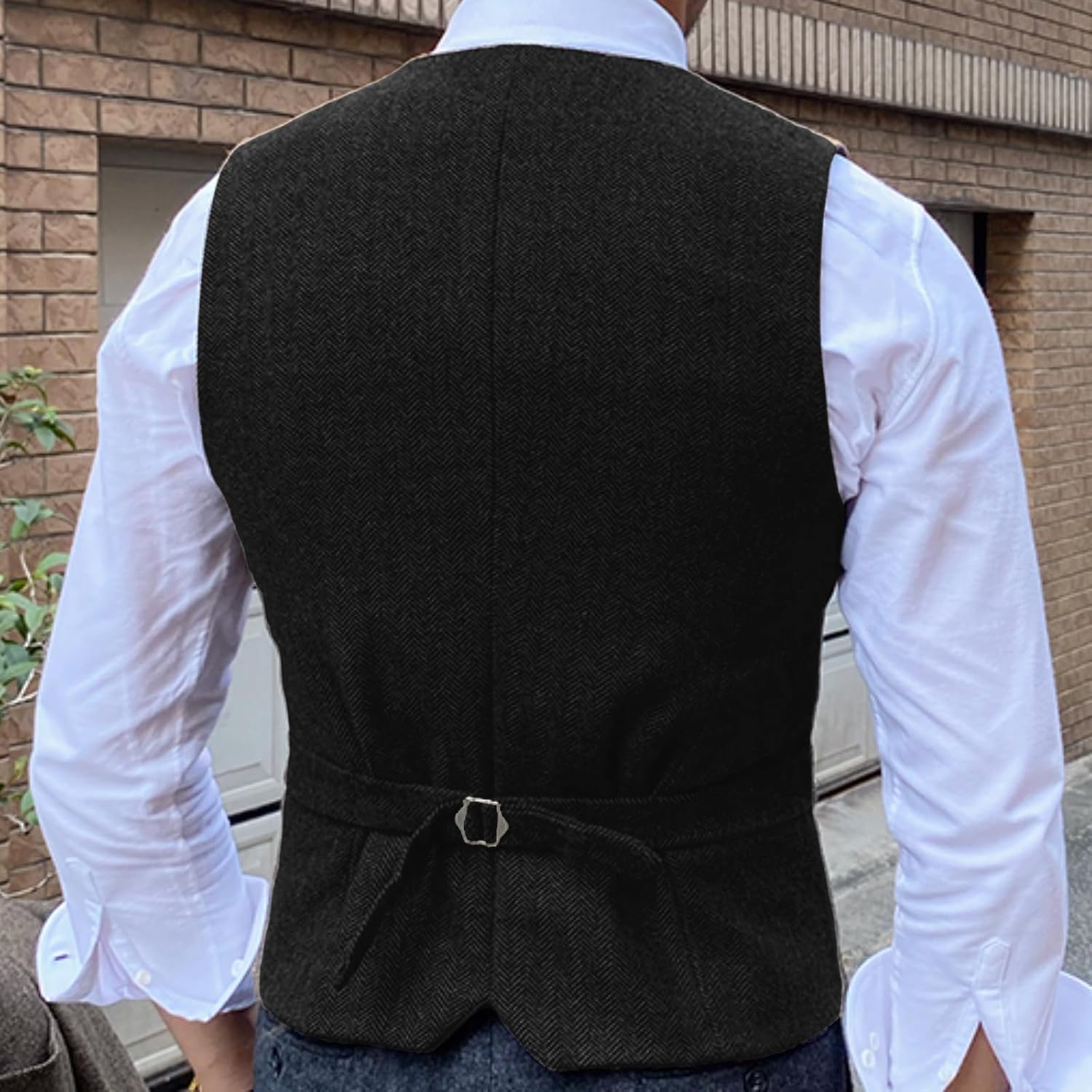 Men's Tweed Suit Vest, Vintage Herringbone Retro Waistcoat vest for Men's Wedding Party Formal Casual Wear