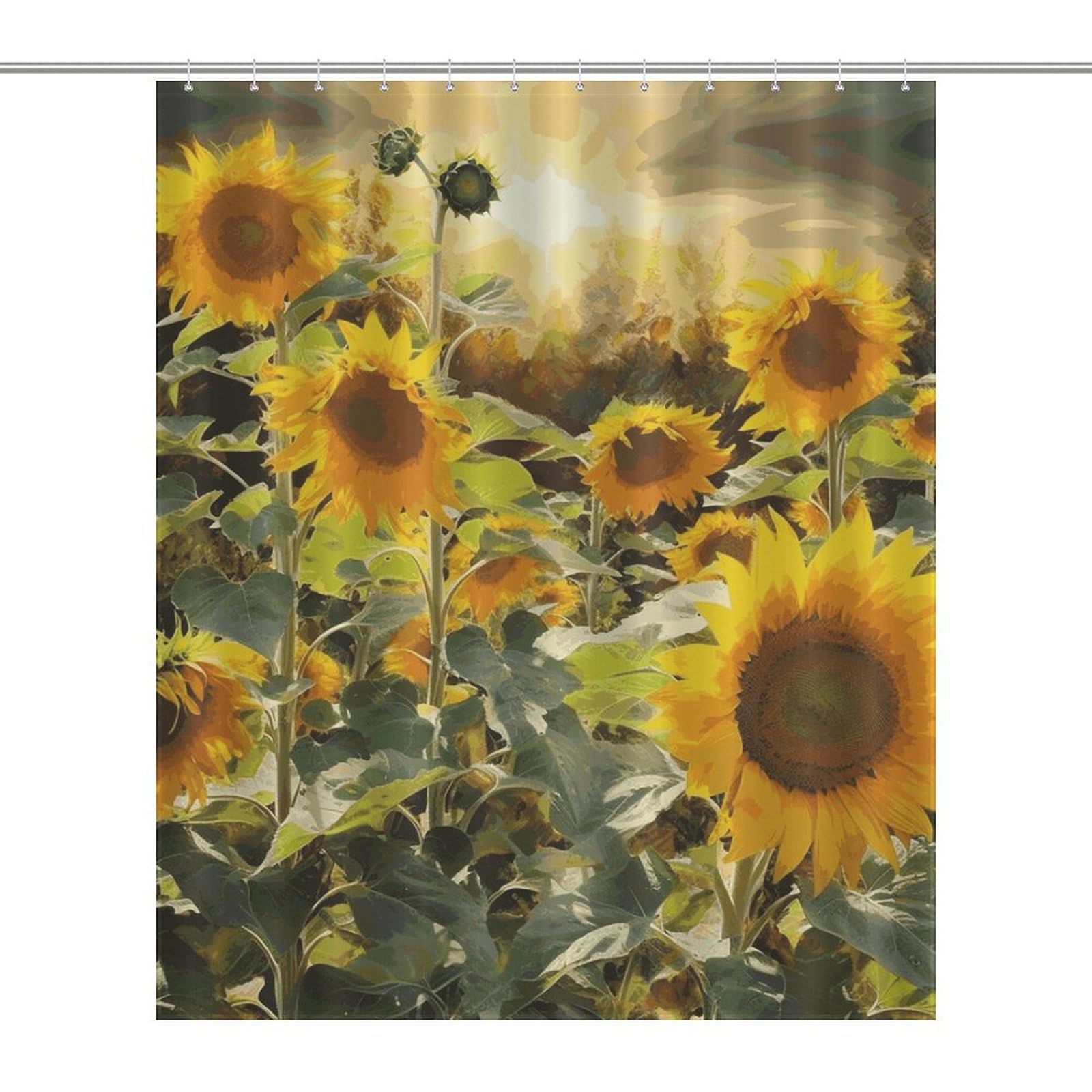 Rideau de douche imperméable tournesols pour illuminer votre salle de bain