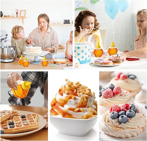 Miniatura 5 de Ziliny 32 botellas de miel de 7 onzas, botellas de plástico para miel con tapa de boquilla, recipientes de miel vacíos transparentes recargables