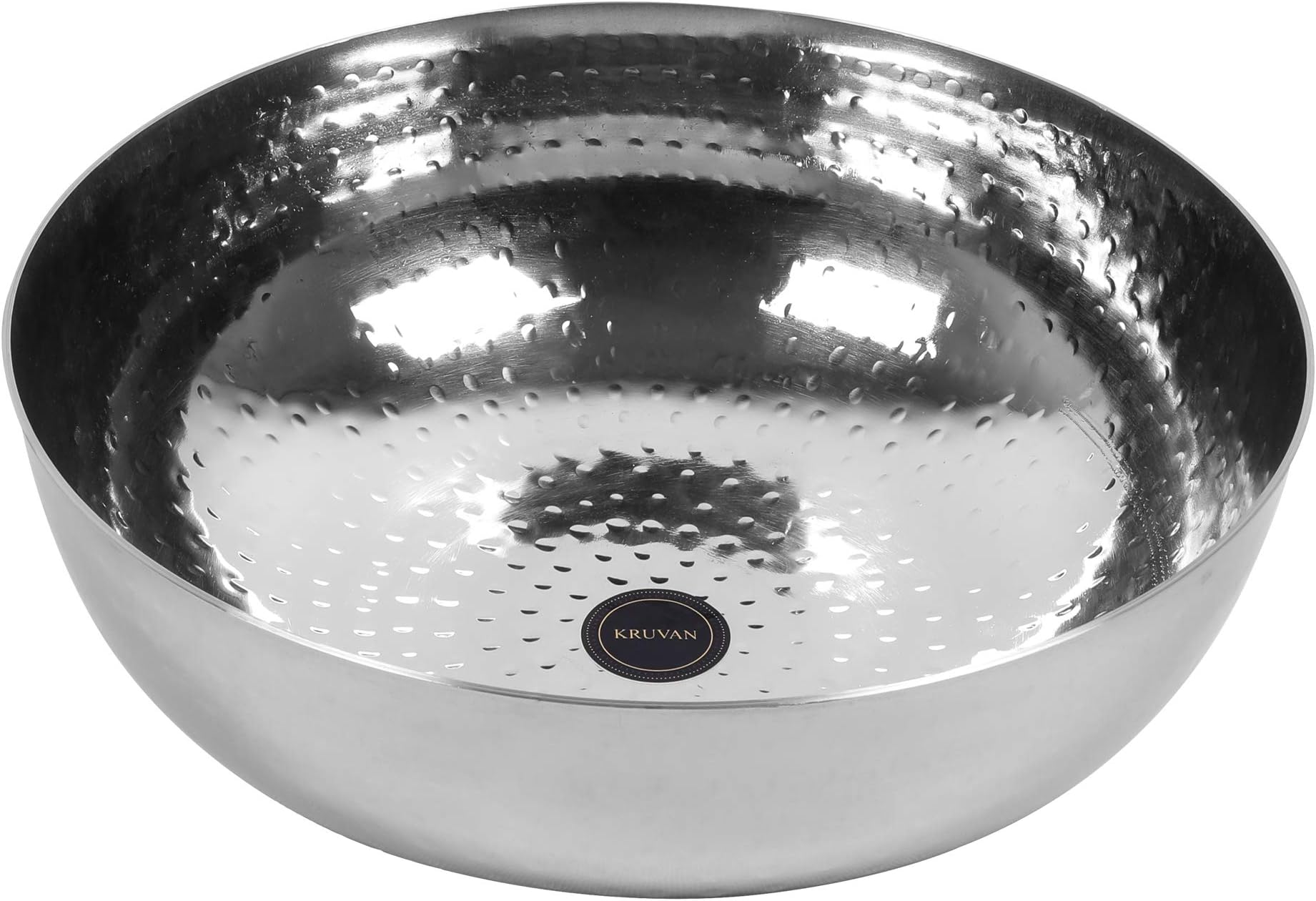 KruVan Stainless Steel Hammered Tasla/Heavy Bottom Cookware/Kadai/Kadhai for Kitchen/Utensils for Cooking, Deep Frying (Without Handle, No.12, 2250ML)