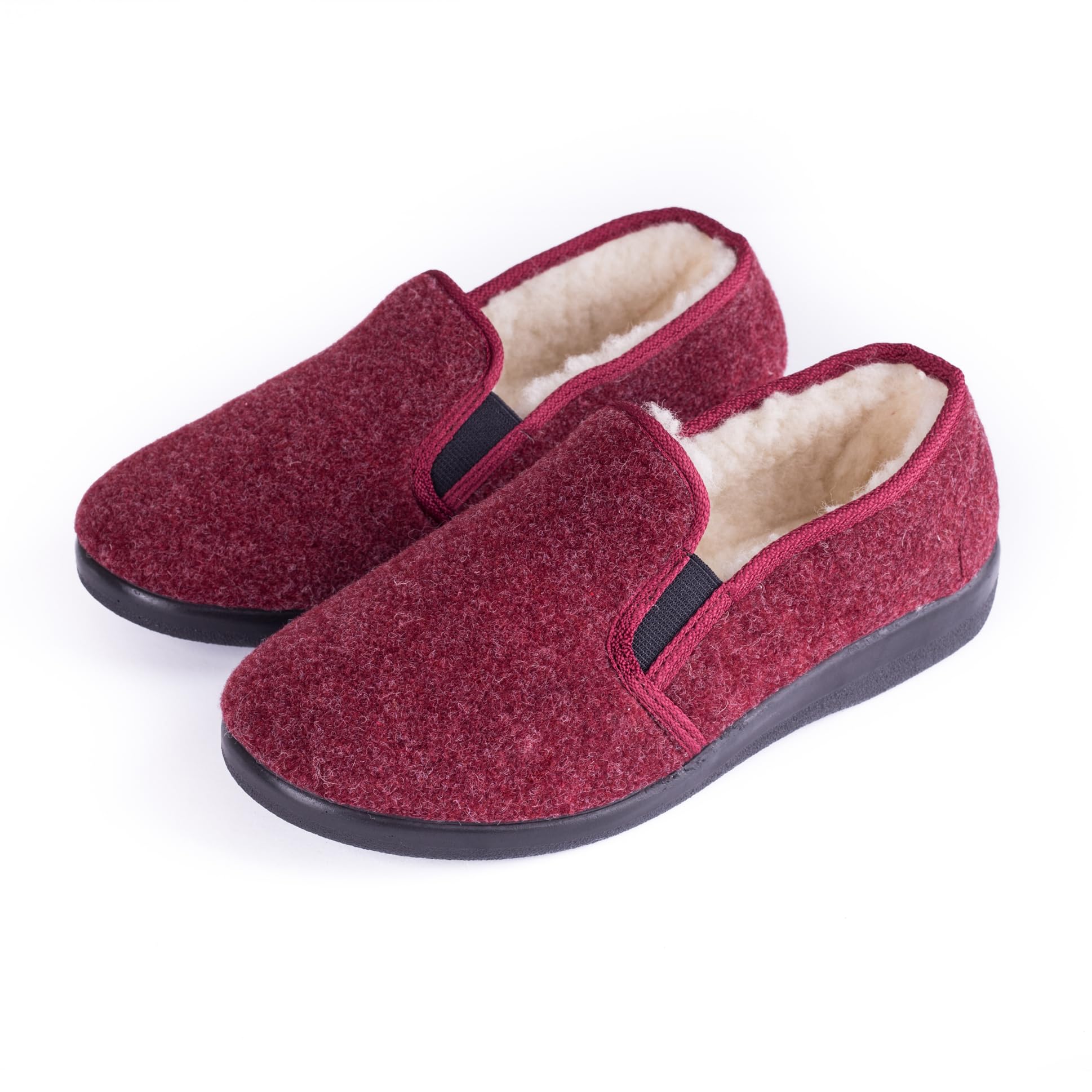 Woolee Hausschuhe Damen aus Merinowolle – Warme Rutschfeste Hüttenschuhe mit Geschlossener Ferse & Fester Sohle, Extra Bequem für Breite Füße & Hohen Rist