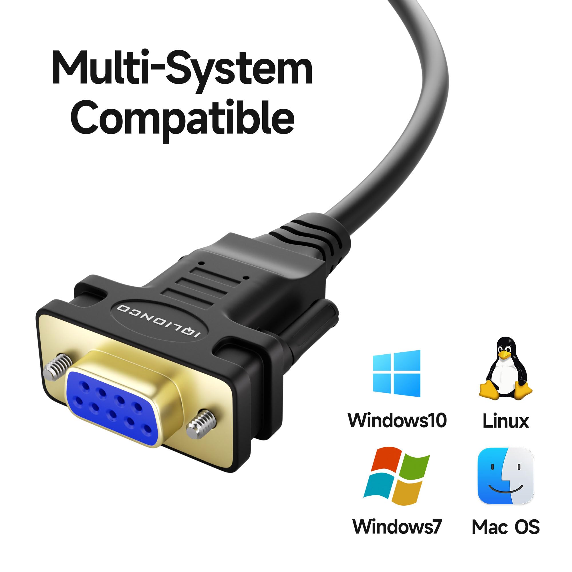 Adaptador USB a RS232 de 6 pies con chipset FT232RL, cable serie USB 2.0 hembra compatible con Windows 11, 10, 8, 7, Vista, XP, 2000, Linux y Mac OS