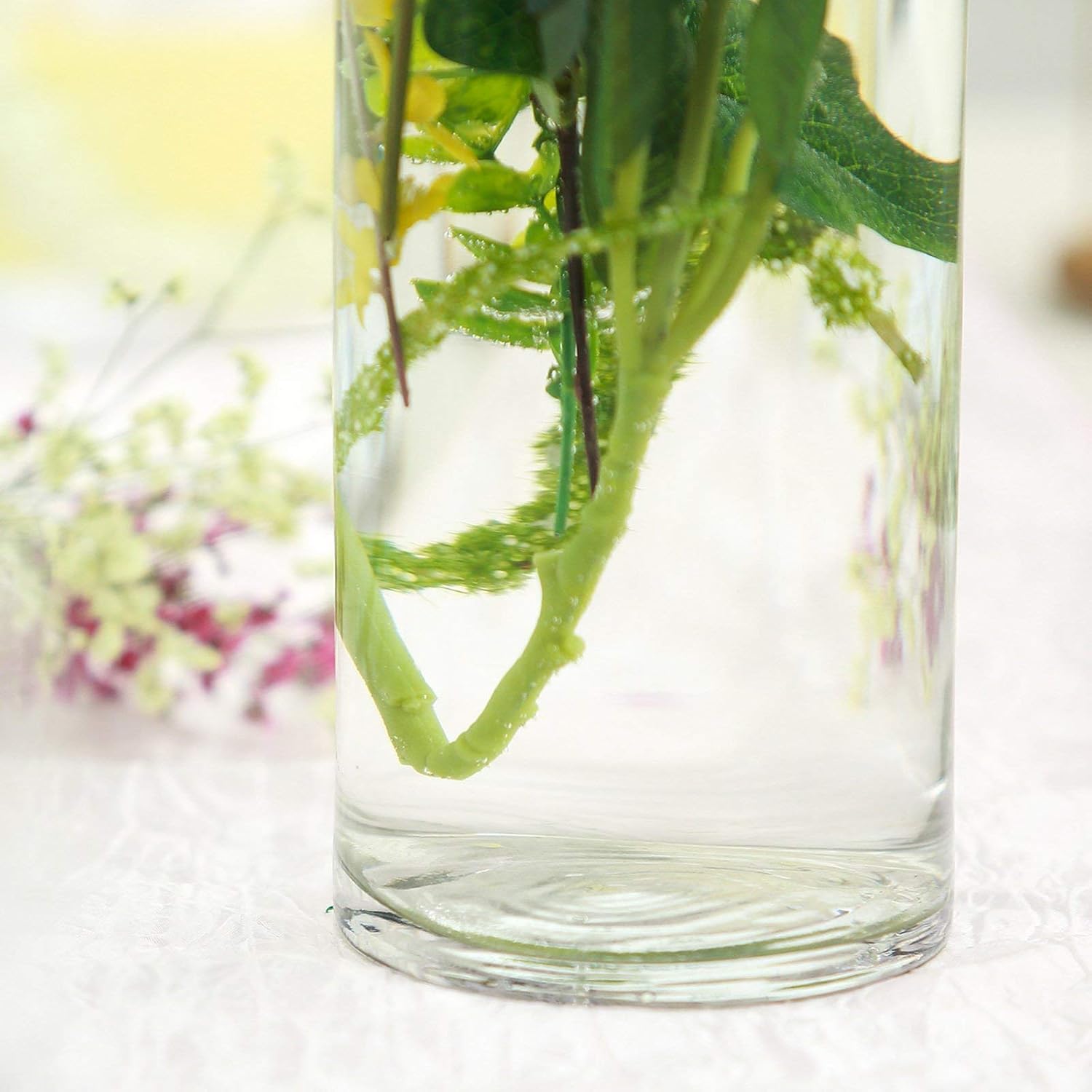 Tableclothsfactory 6pcs/Set 20" Tall Cylinder Glass Centerpiece Flower Candle Vase for Wedding Party Banquet Events Centerpiece Decoration