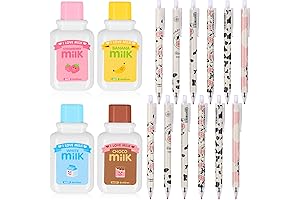 Kawaii Milk Bottle Correction Tape Set: 16 Pens and Tape Erasers