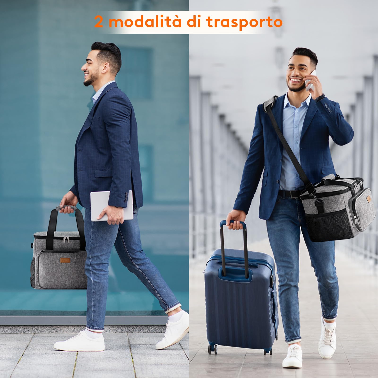 Lifewit Borsa Termica Porta Pranzo 24L(40 Lattine), Grande Borse Frigo Pranzo Ufficio per Uomo e Donna, Lunch Bag per Lavoro, Mare, Viaggio, Spiaggia, Grigio