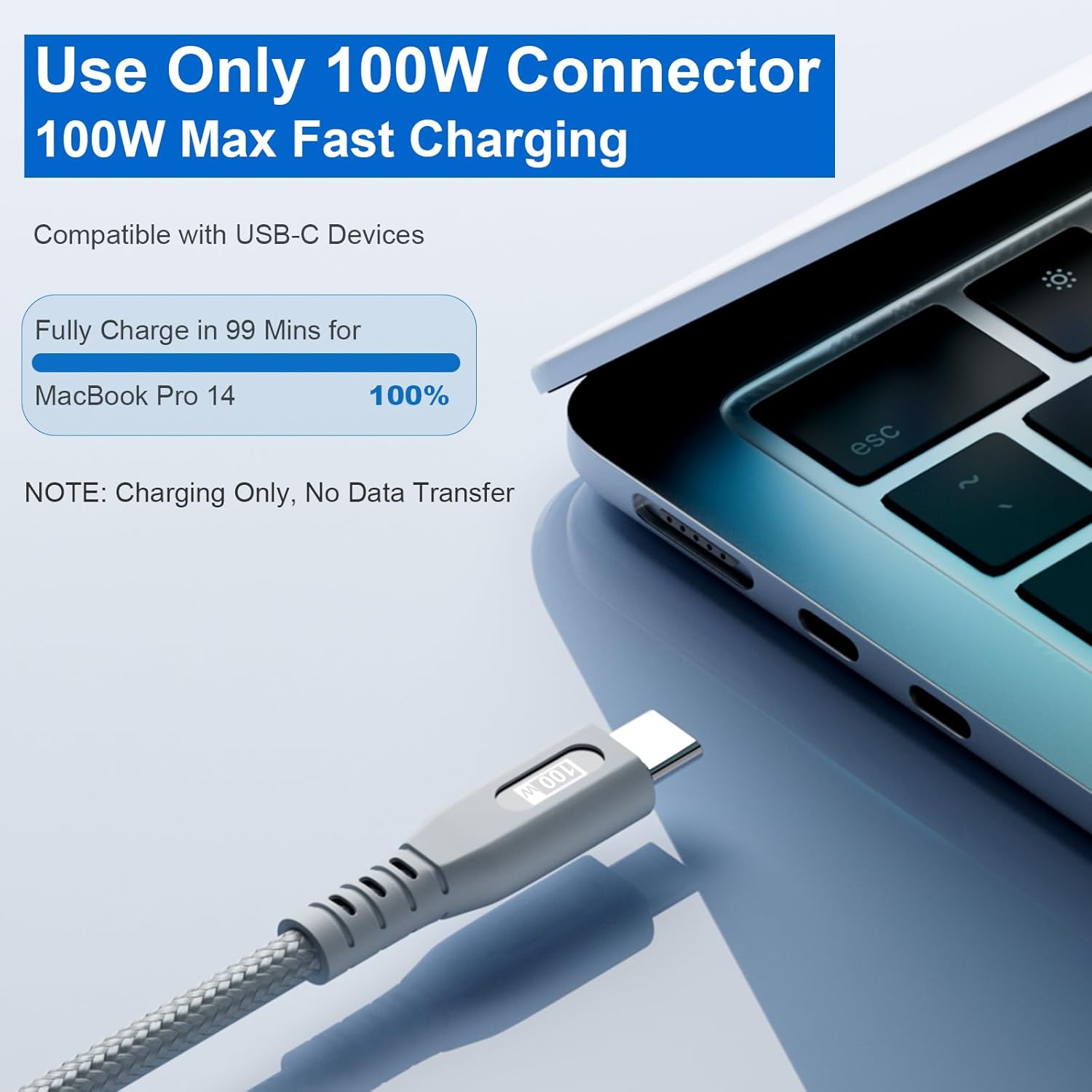 SIQIWO USB C Cable 100W Max,4ft 3 in 1 Braided C to USB C Splitter Charger Cord with 3 Type C Ports,Fast Charging for iPhone 15/16/17 Series,Samsung Galaxy S25,MacBook Air/Pro,Lenovo,iPad (Grey) - Image 4