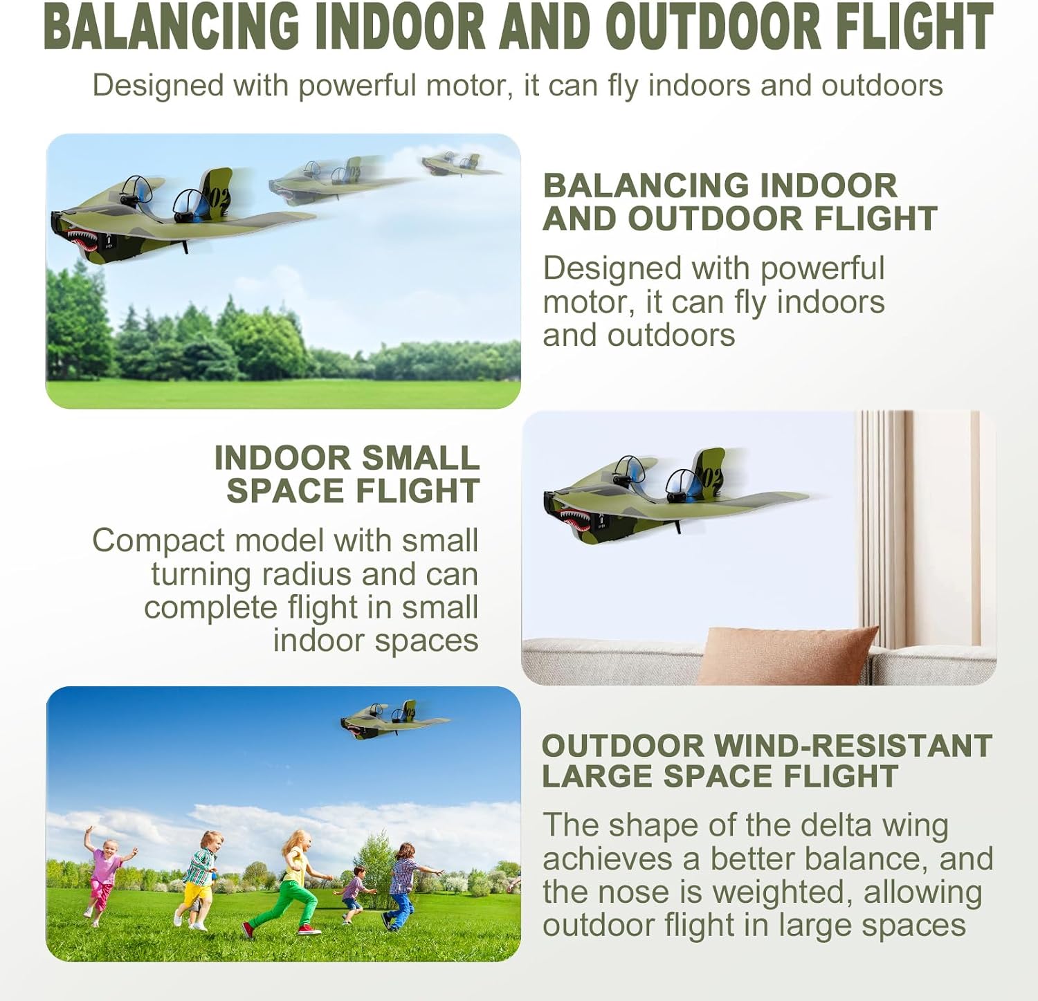 RC Airplane, 2.4Ghz MPP Foam Glider with LED Lights, Easy to Fly Indoor Outdoor Toy Plane for Beginners Adults Teens