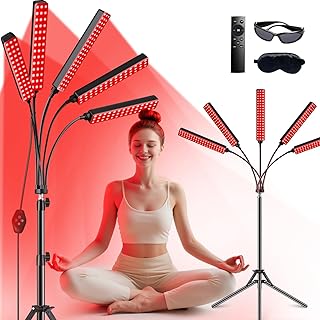 Terapia de luz roja para terapia de luz infrarroja para cuerpo y cara, terapia de luz infrarroja cercana de 660 nm y 850 nm, terapia de luz roja, 5 cabezas, luz en casa, idea de regalo para mujeres, esposa, mamá, hermana, novia (negro)