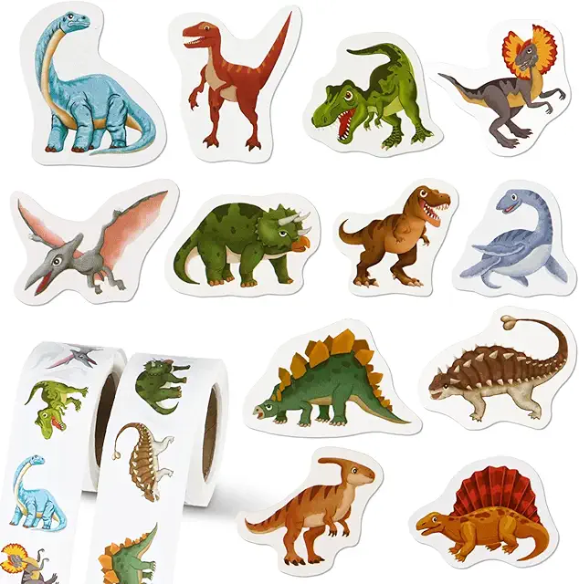 500 Autocollants Dinosaures 12 Motifs - Stickers Enfant pour Scrapbooking et Journal