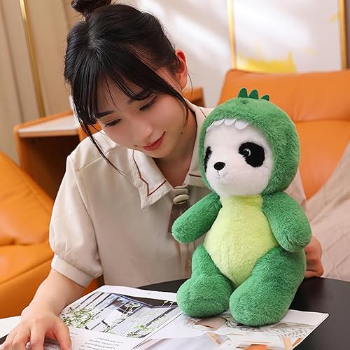Miniatura 4 de Lindo panda de peluche para cosplay como dinosaurio rosa de peluche en disfraz, peluches suaves para niños de 12 pulgadas