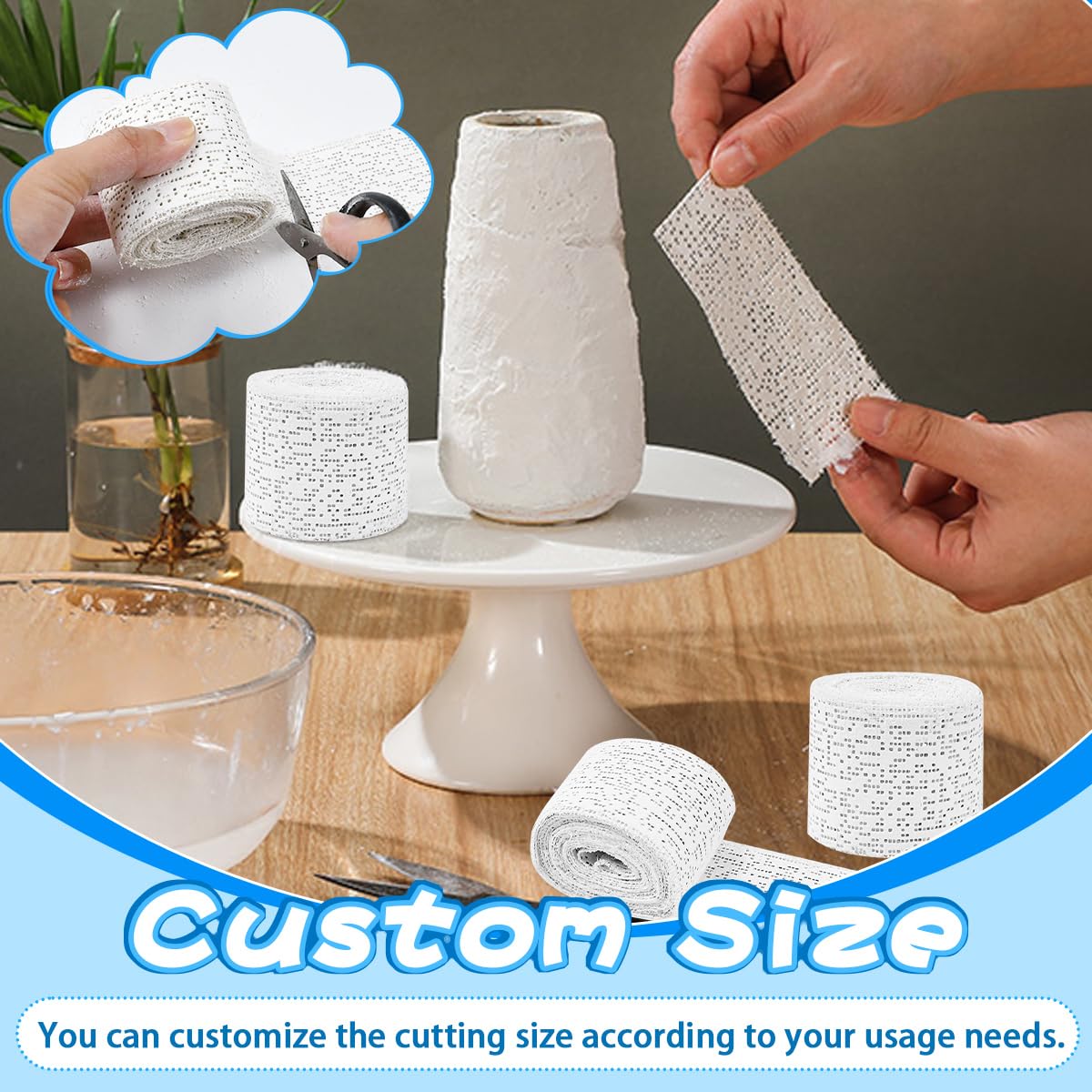 15 Pcs Bandes de Plâtre 5x270cm, Rouleaux de Plâtres pour Ventre de Femme Enceinte, Bande de Plâtre pour Moulage en Tissu, Bandes de Plâtres Sculpture, pour Modélisme Bricolage Séchage Rapide