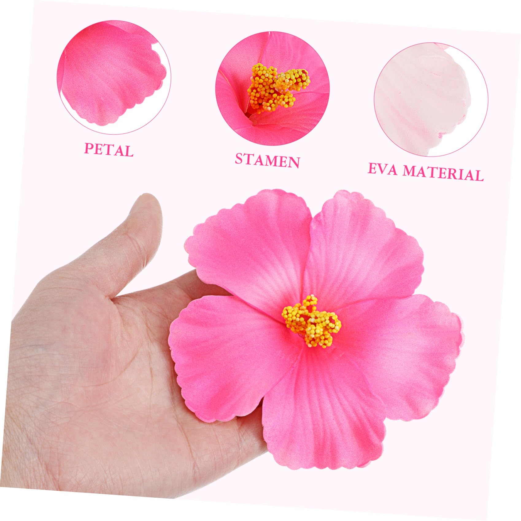 Ciieeo Lot de 2 fleurs d'hibiscus artificielles pour décoration de fête, maison, loisirs créatifs, EVA, style hawaïen, 10 pièces x 2