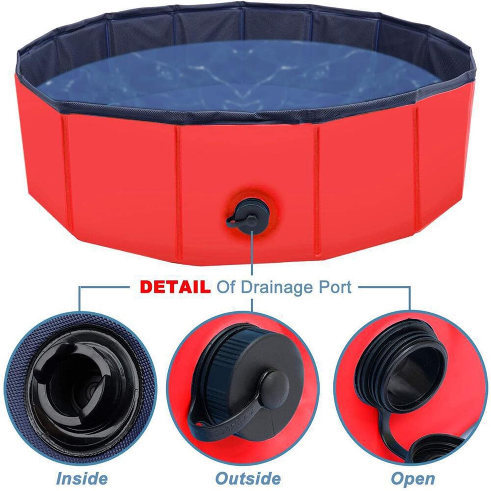 Caja plegable para partos y piscina para perros, piscina y bañera de plástico, para perros, piscina portátil para parto y baño (Rojo, 120 x 30 cm)