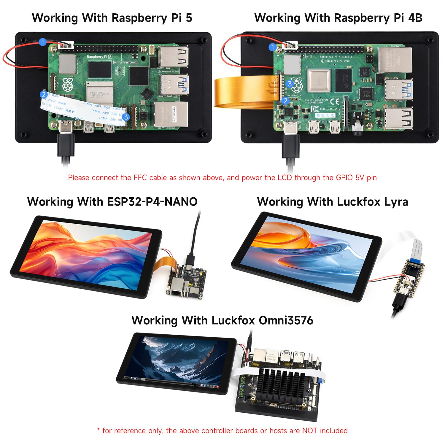 Waveshare 5inch-DSI-Touch-A Capacitive Display, Compatible with Raspberry Pi 5//4B/3B+/3A+ and ESP32-P4, 720 x 1280 IPS, 5-Point Touch Screen with Aluminum Alloy Case