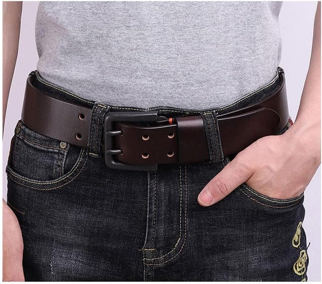 HSHTTKL Cinturón de Piel de Vaca con Hebilla de aleación de púas, Cinturones para Regalo, Pantalones de Golf para Hombre, Camisas, Cinturones de Vestir Casuales