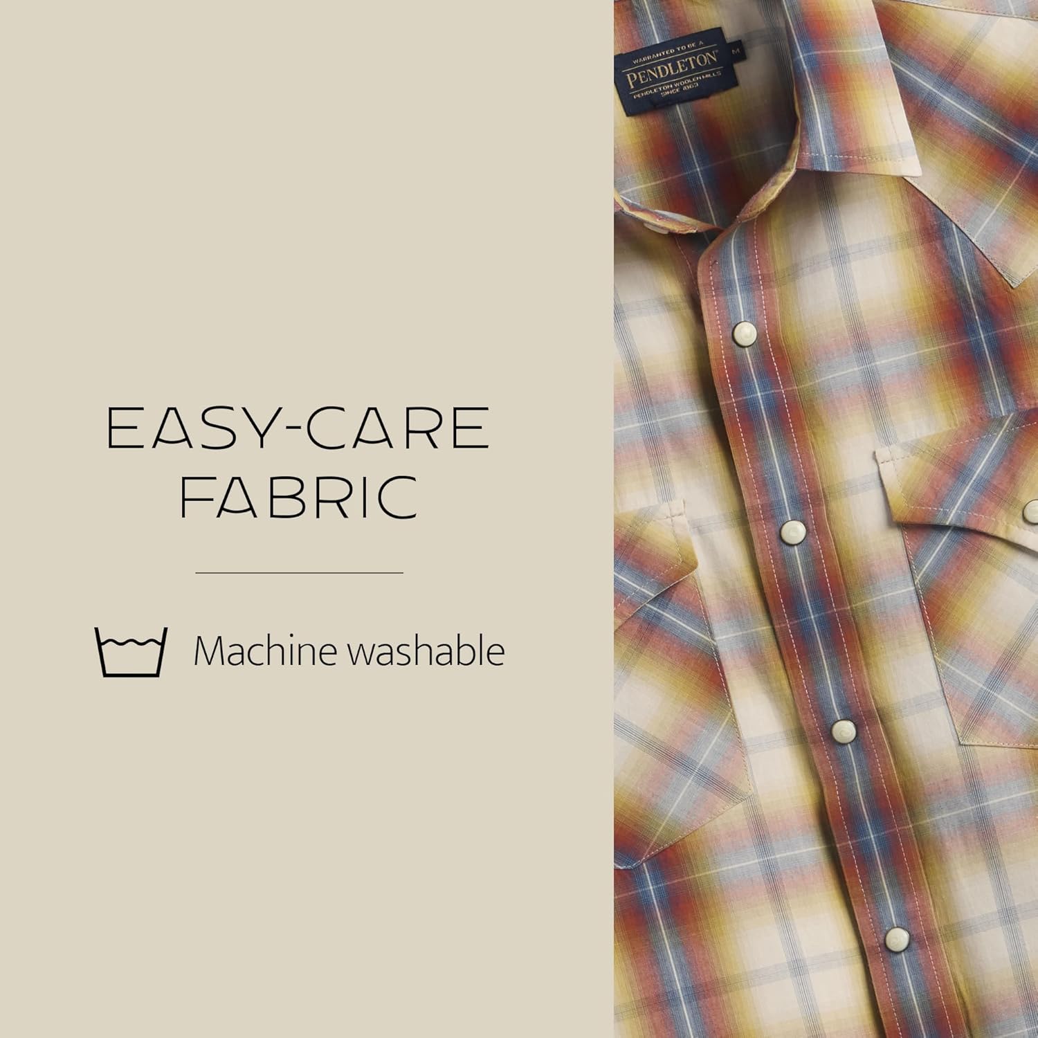 Pendleton Men's Short Sleeve Frontier Shirt, Cotton Polyester Short Sleeve, Machine Washable