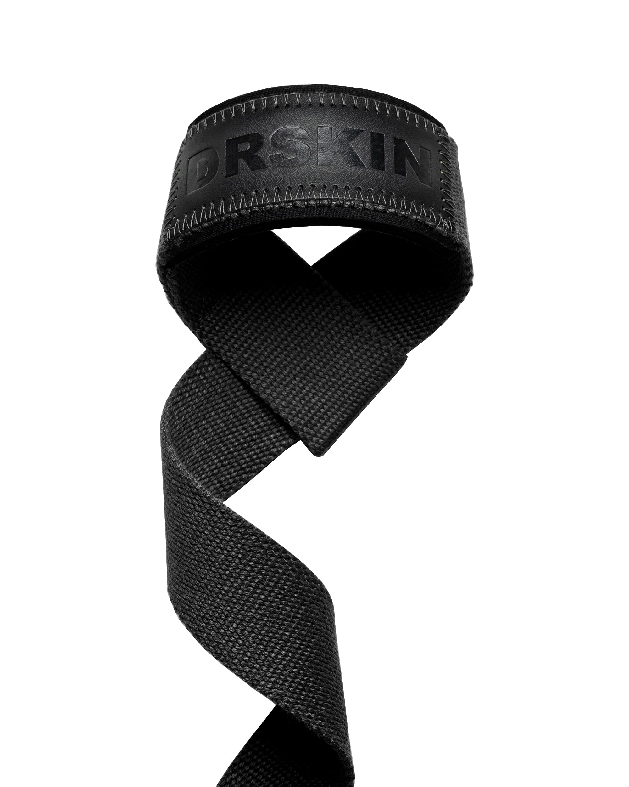 DRSKIN Paski podnoszące do podnoszenia ciężarów, paski na nadgarstek, 66 cm, martwy ciąg, kulturystyka, trójbój siłowy, treningi siłowe, siłownia, neoprenowa amortyzowana bawełna, czarny