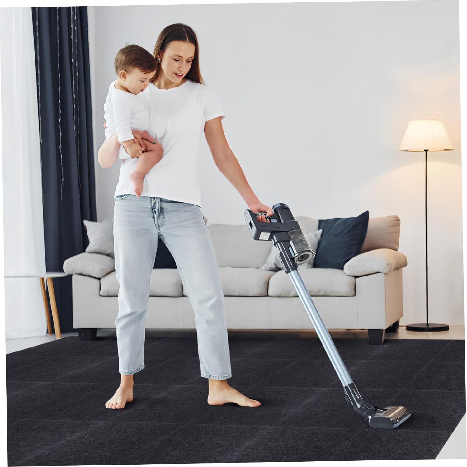 30pcs Self-Adhesive Carpet Tiles Non- Flooring Pads Light Easy Peel Stick Installation for Homes Offices and Commercial Spaces