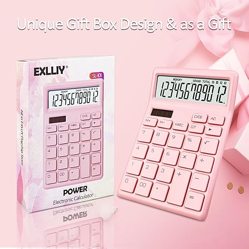 Miniatura 6 de Calculadora estándar de 12 dígitos, batería de doble potencia de escritorio verde y solar, calculadoras de escritorio con pantalla LCD grande,