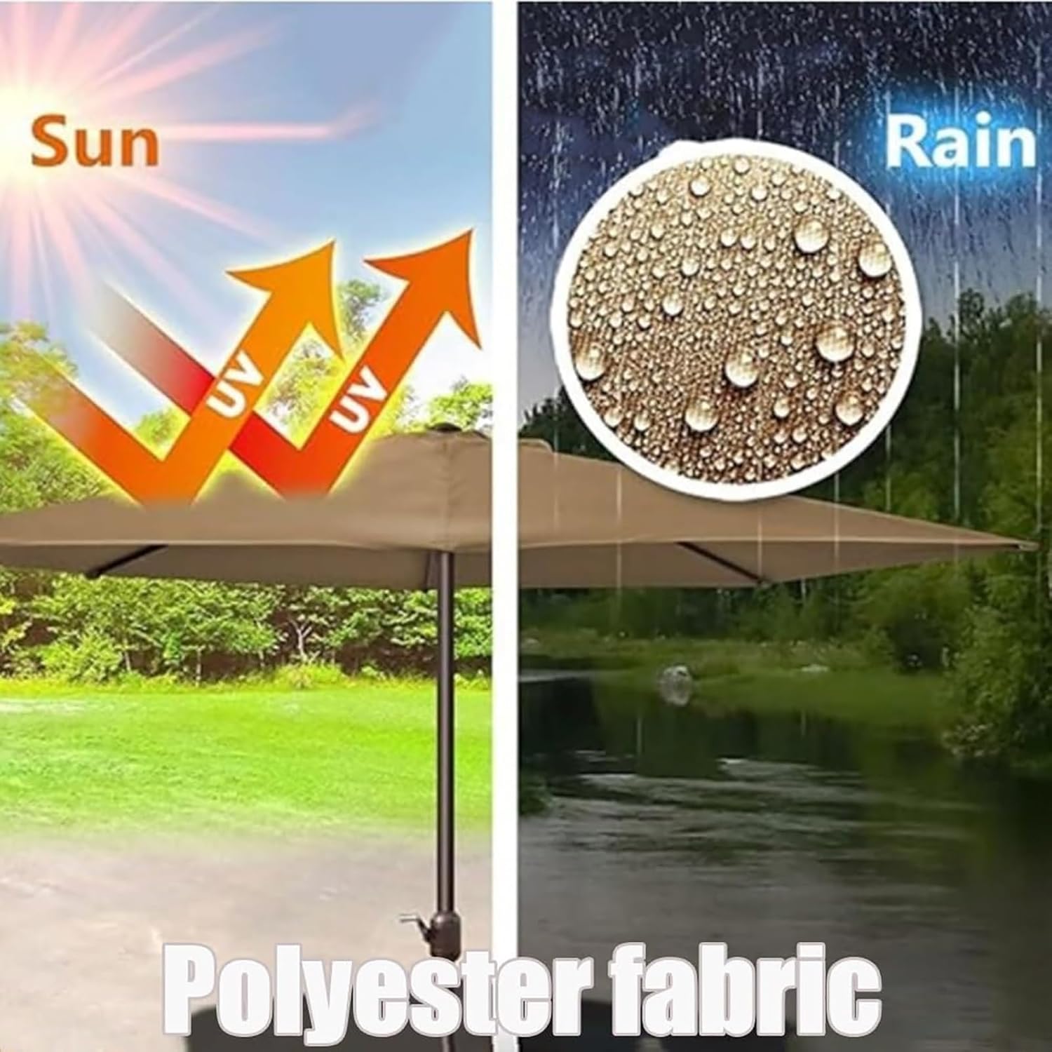 8FT Half Rectangle Patio Umbrella Lean Wall for Balcony, Outdoor Shade Canopy for Deck Garden Terrace, UV Waterproof Cover