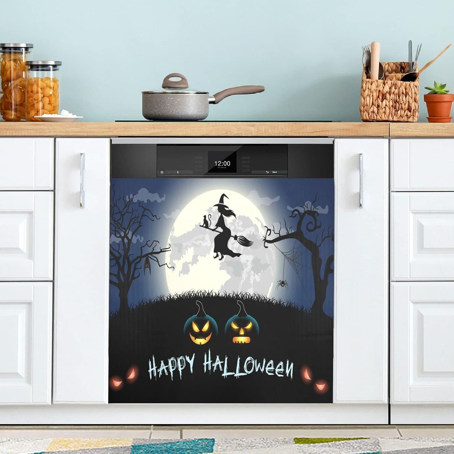 Christmas Cute Santa Claus Reindeer and Snowman Dishwasher Magnet Cover, Refrigerator Door Cover Magnectic Sticker Kitchen Panel Decal Appliances Decor 23x26inch