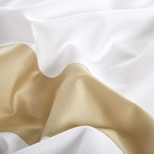 Miniatura 7 de Bicolore Collection - Juego de fundas de edredón de 3 piezas, no incluye relleno, clásico, europeo, 100% algodón egipcio, satén, lujoso marco de 400