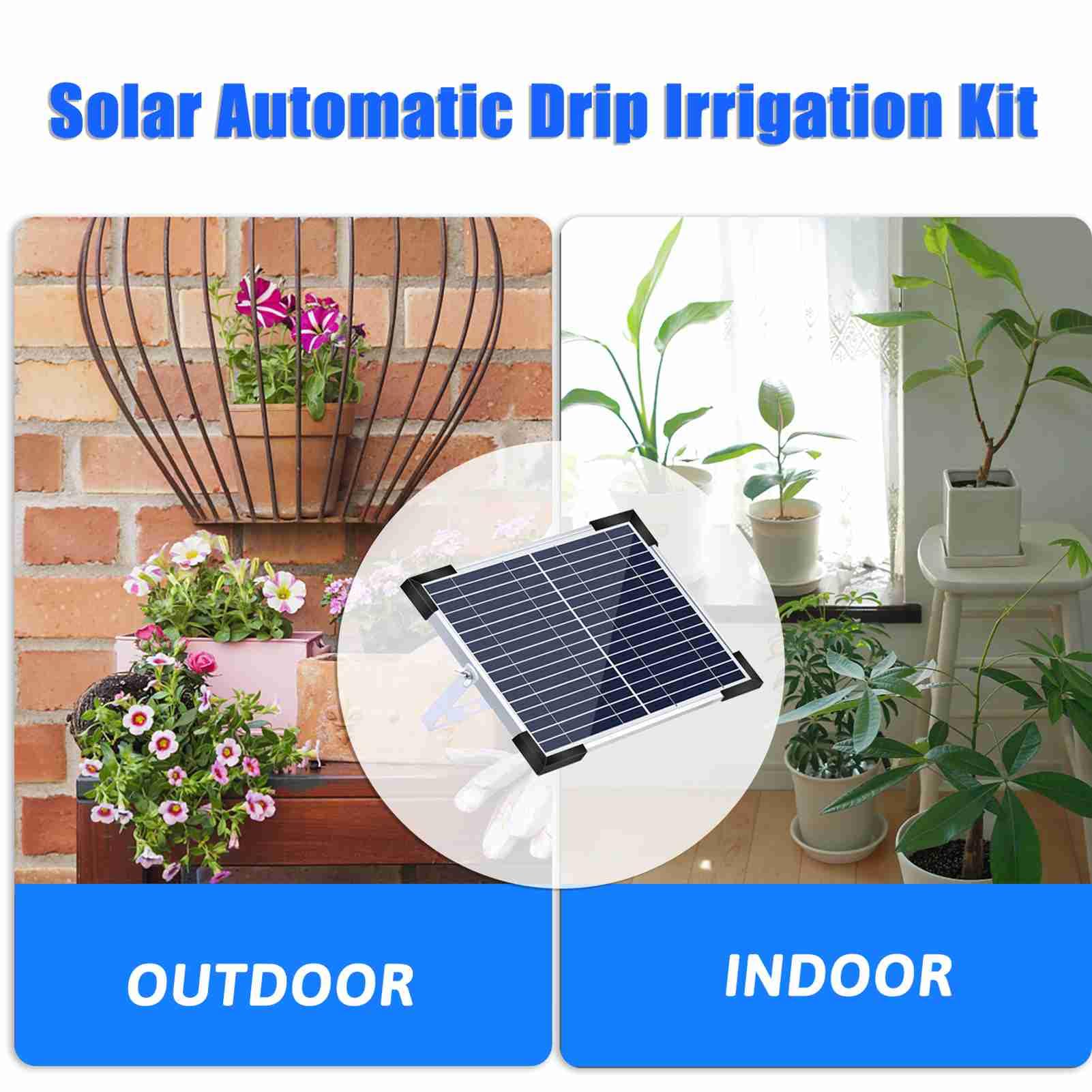 Kit di Irrigazione a Goccia Ad Energia Solare con 30 modalità di Irrigazione e 7 modalità Timer - Dispositivo Automatico Economico per Fiori e Giardini in Vaso