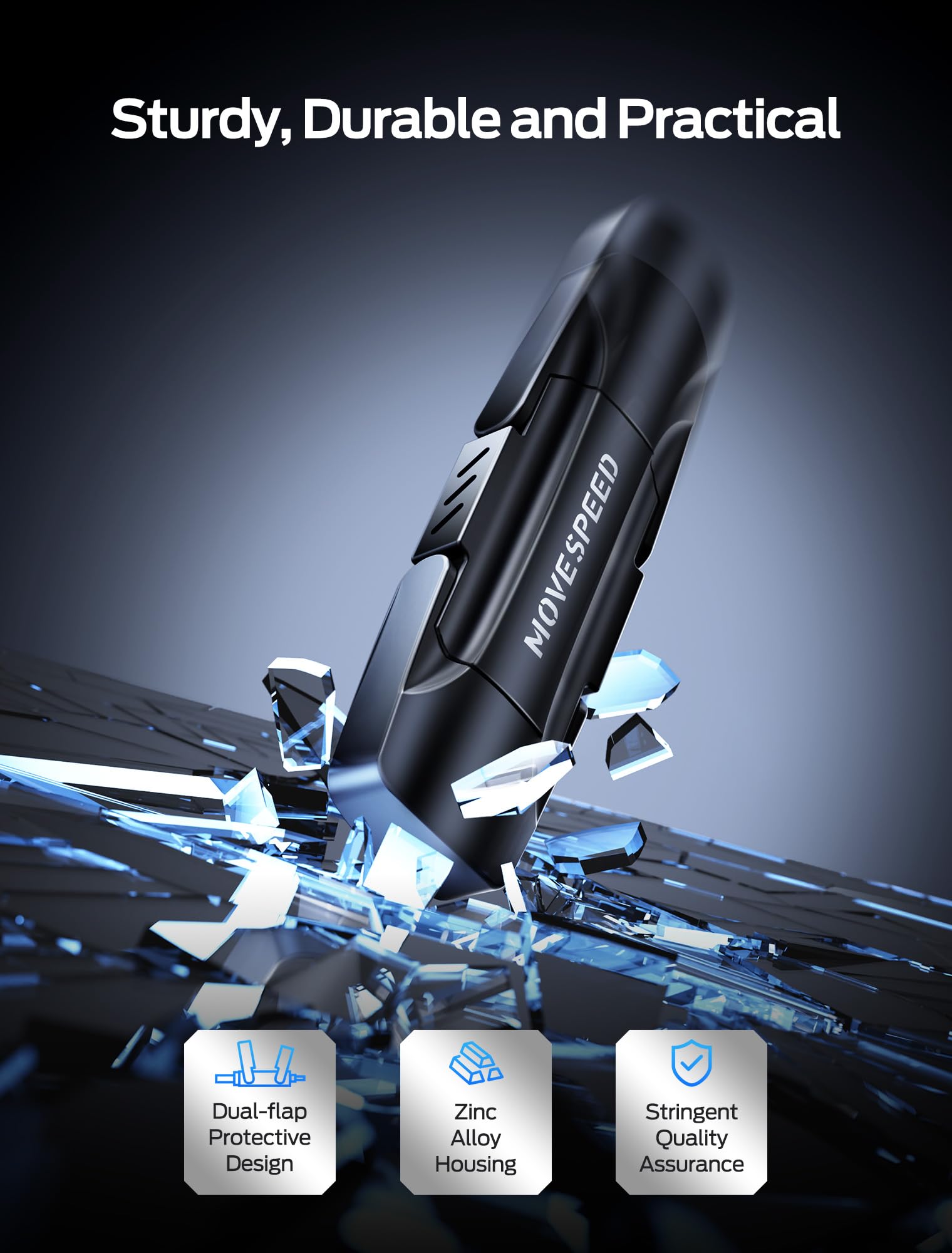 MOVE SPEED Unidades de estado sólido de 128 GB, SSD externo de velocidad de lectura de 570 MB/S con doble puerto tipo C + SSD portátil USB 3.2 para iPhone 17/16/15 Series, Android, Mac, Windows