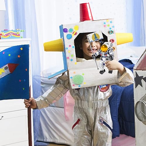 Miniatura 5 de SIENON Kit de construcción de juguetes de astronauta para niños y adultos, 229 piezas, bloque de construcción, figura de astronauta que sostiene la