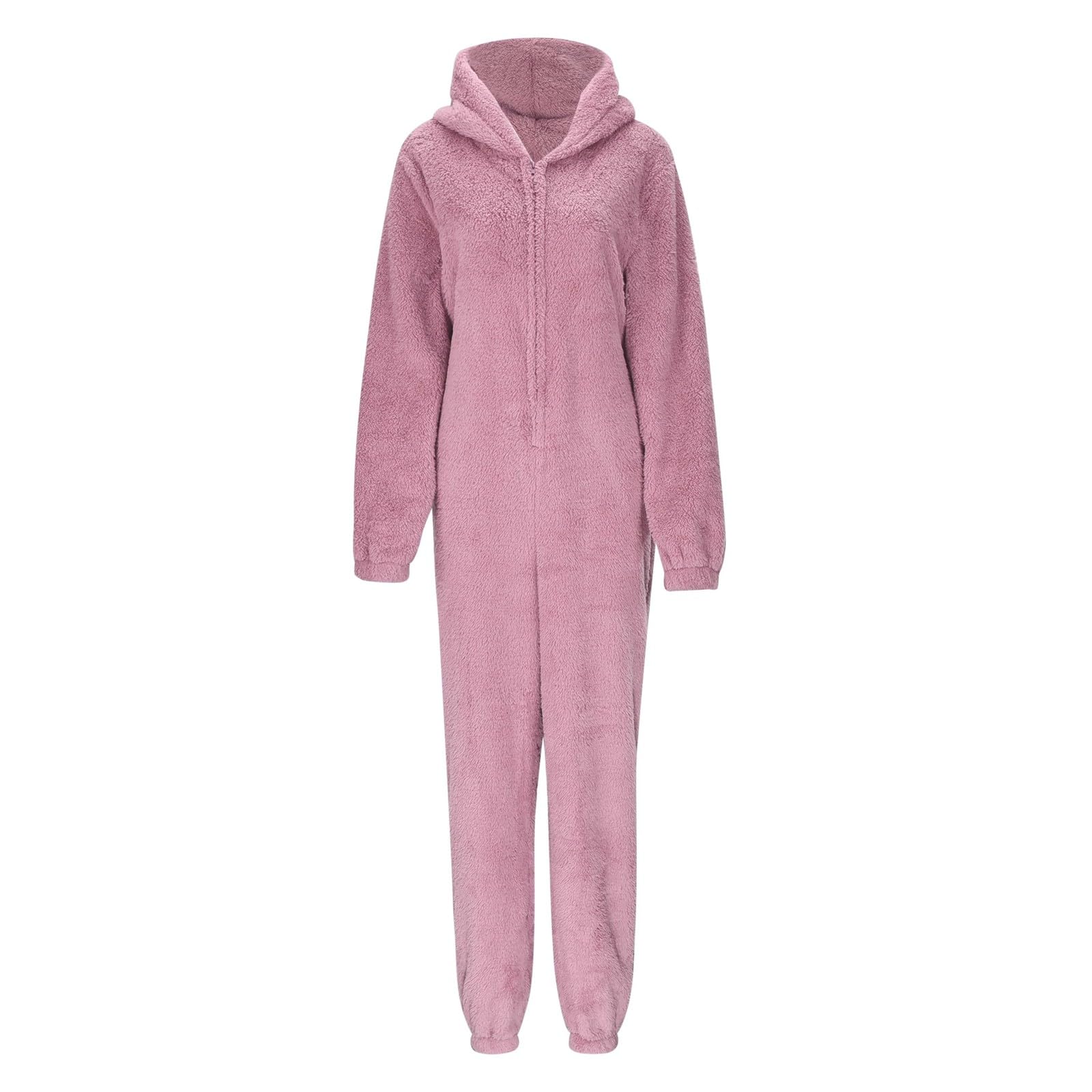 Générique Pyjama à Capuche Manches Longues Fermeture éclair Femme Doux Automne Hiver Maison Confortable