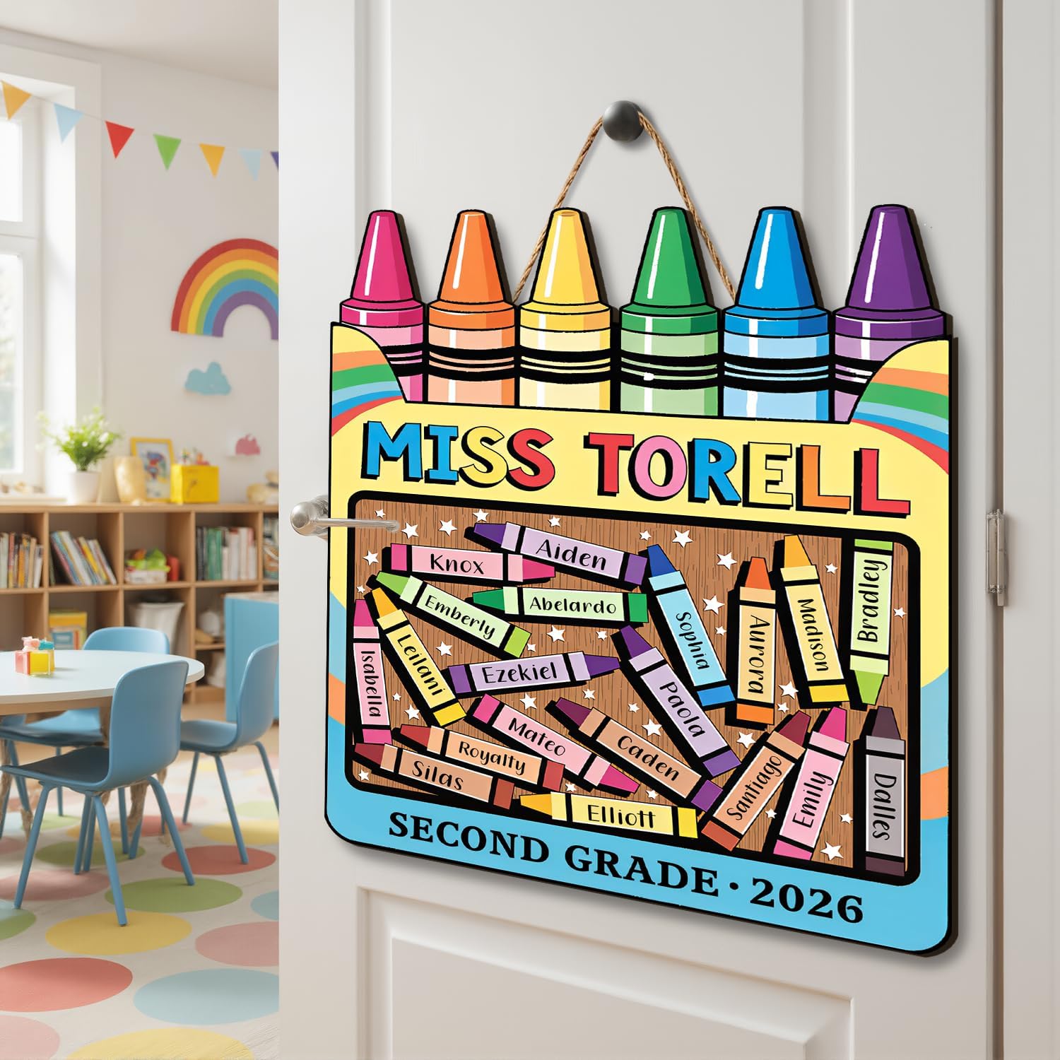 Back To School Crayon Personalized Teacher Gift Wooden Sign
