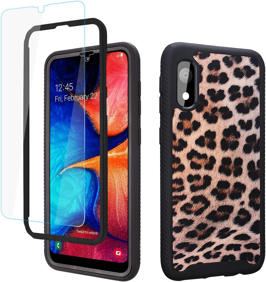 GOLINK Full Body Shockproof Protective Case with HD Screen Protector for Galaxy A10e-Leopard