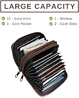 Vista 2 de Ciana Cartera para tarjetas de crédito con ventana de identificación, bloqueo RFID, organizador de tarjetas de crédito de cuero genuino para mujer