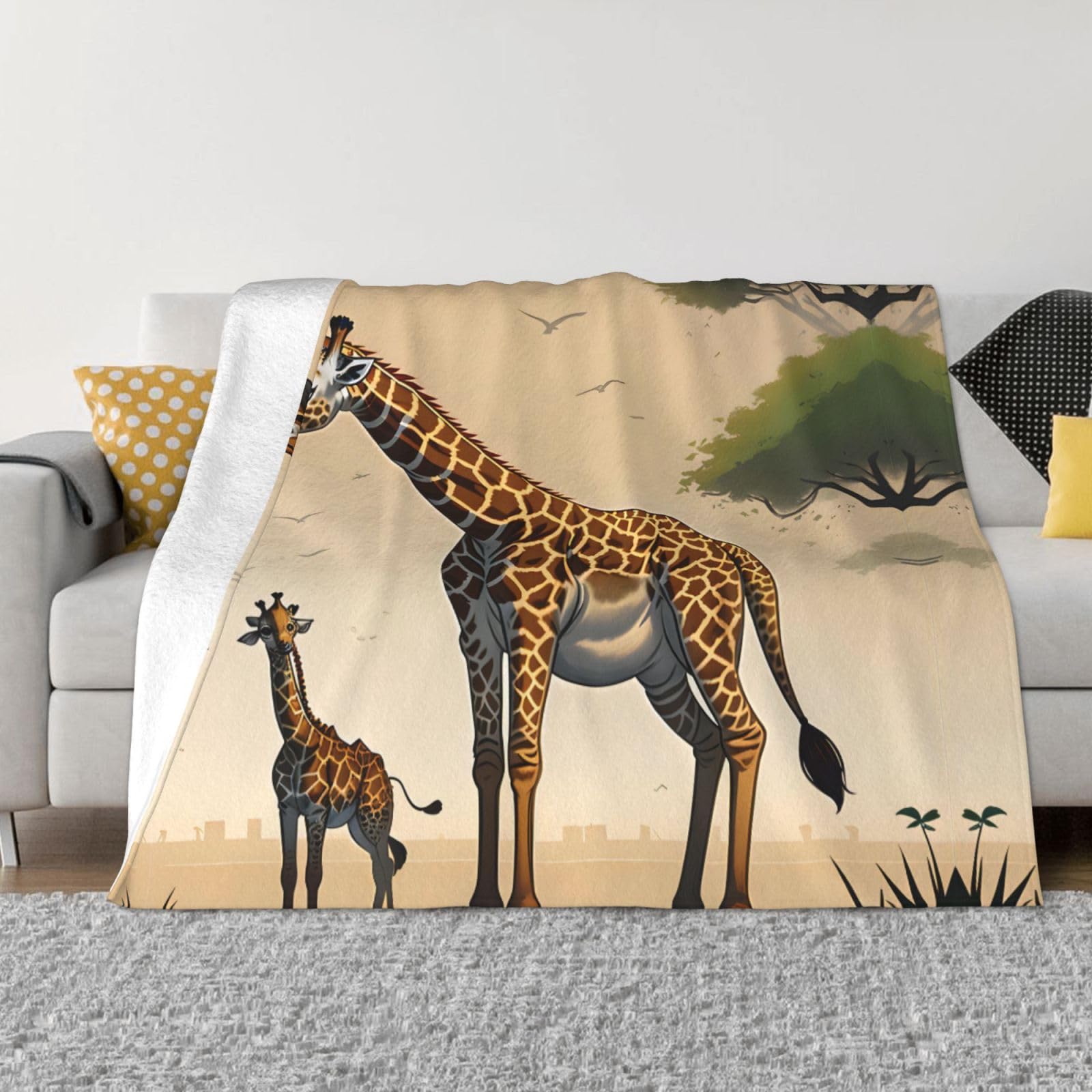 Couverture flanelle girafe 203x152cm cadeau idéal naissance