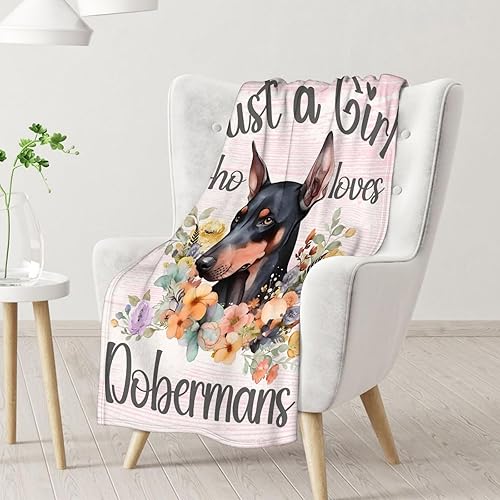 Miniatura 2 de Doberman - Manta suave, mullida y cálida, manta de tamaño individual de 60 x 80 pulgadas para cama, sofá y sala de estar, regalo lindo rosa para los