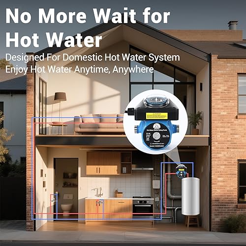 Miniatura 7 de Kit de bomba de recirculación de agua caliente instantánea para calentador de agua de tanque, bomba de circulación para casa con válvula de