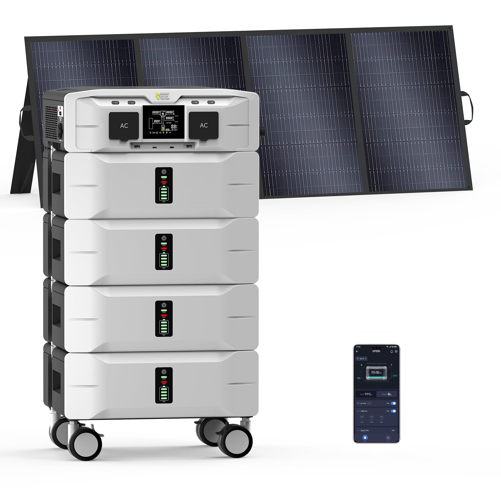 IEE SP5000 10240Wh Solar Power Station 5000W 9000 Peak AC Output 120V 240V Split Phase LFP Battery with