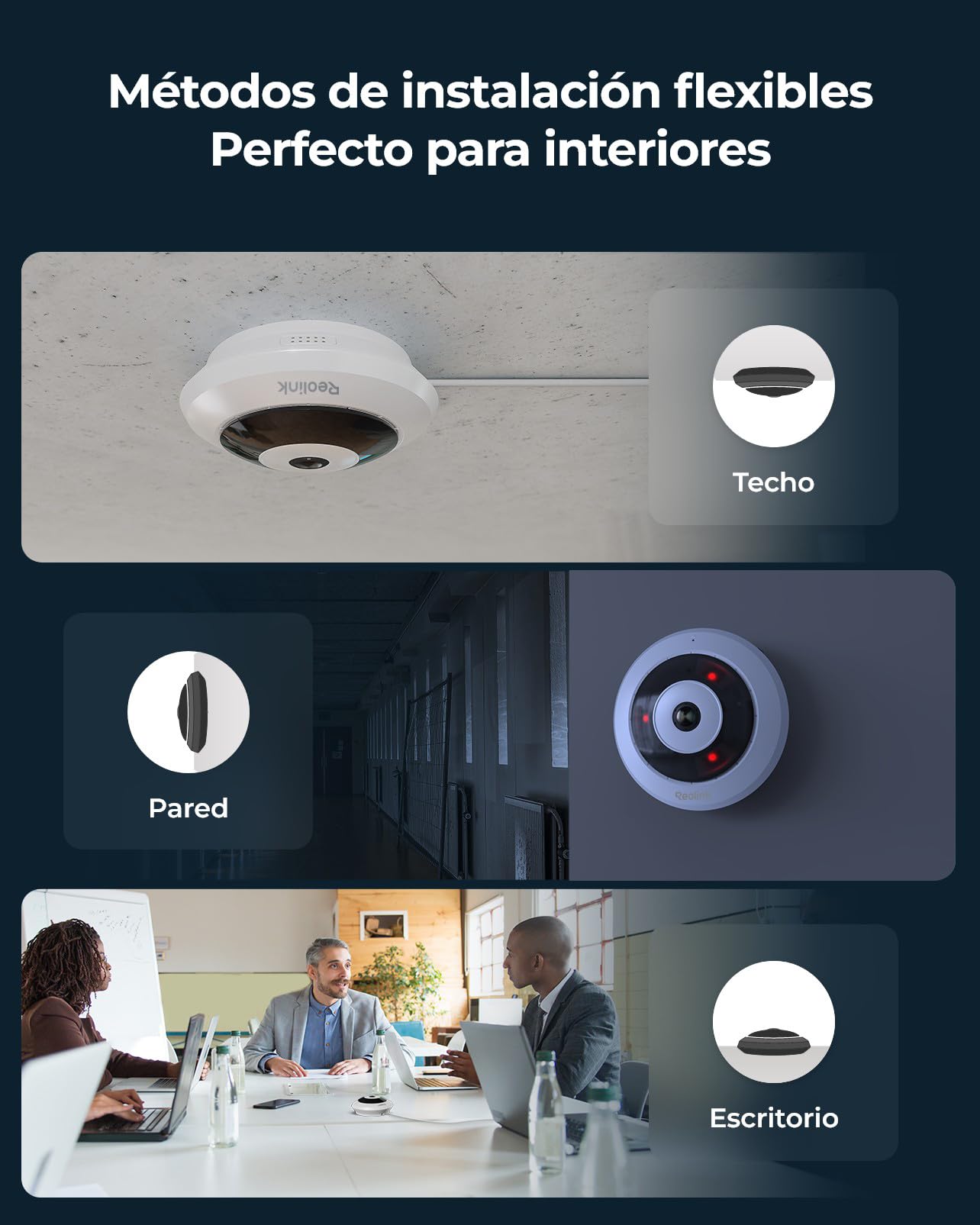 Reolink 6MP Camara IP PoE de Ojo de pez, 360º, HD, Interior, FE-P Blanco | Seguridad Camara hogar/Oficina, detección Personas, comunicación bidireccional, instalación Flexible, múltiples Vistas