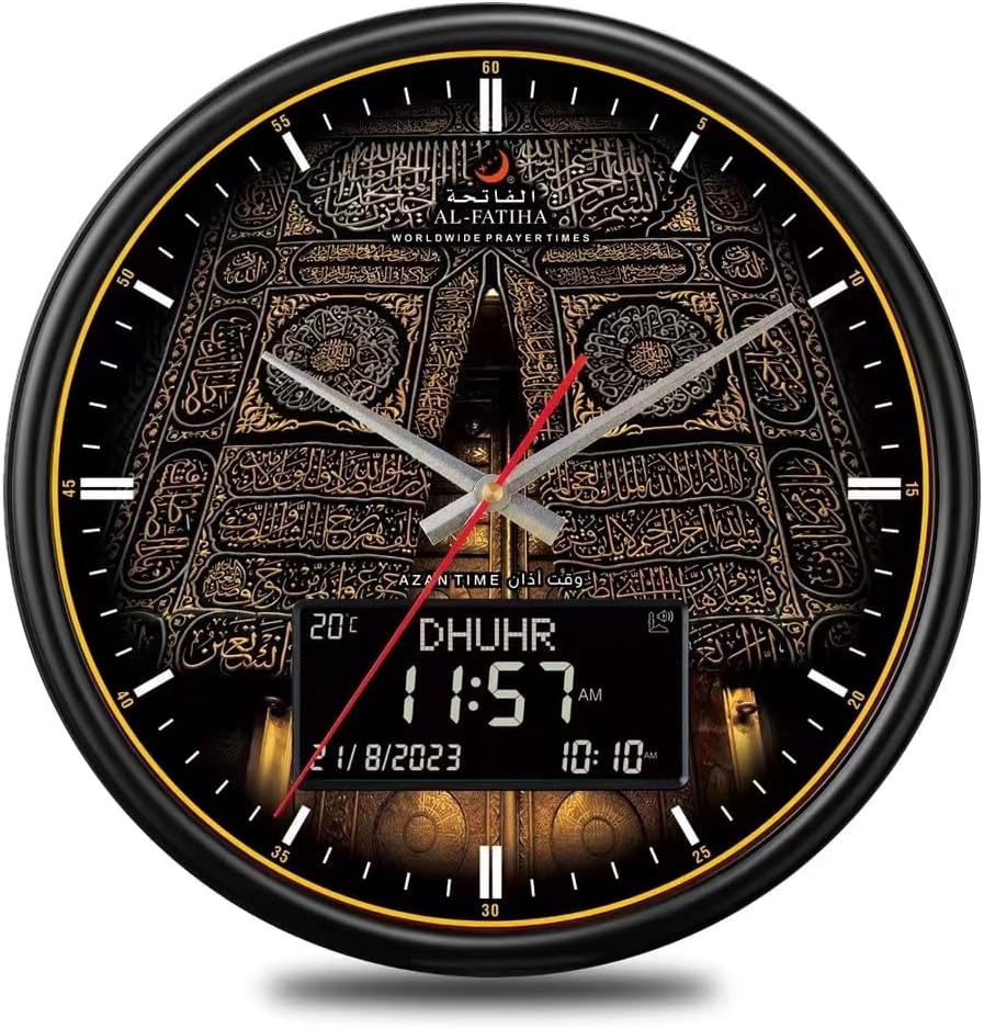 Azan LED Prayer Wall Clock - Home/Office/Mosque Digital Azan Clock Home Decor Black