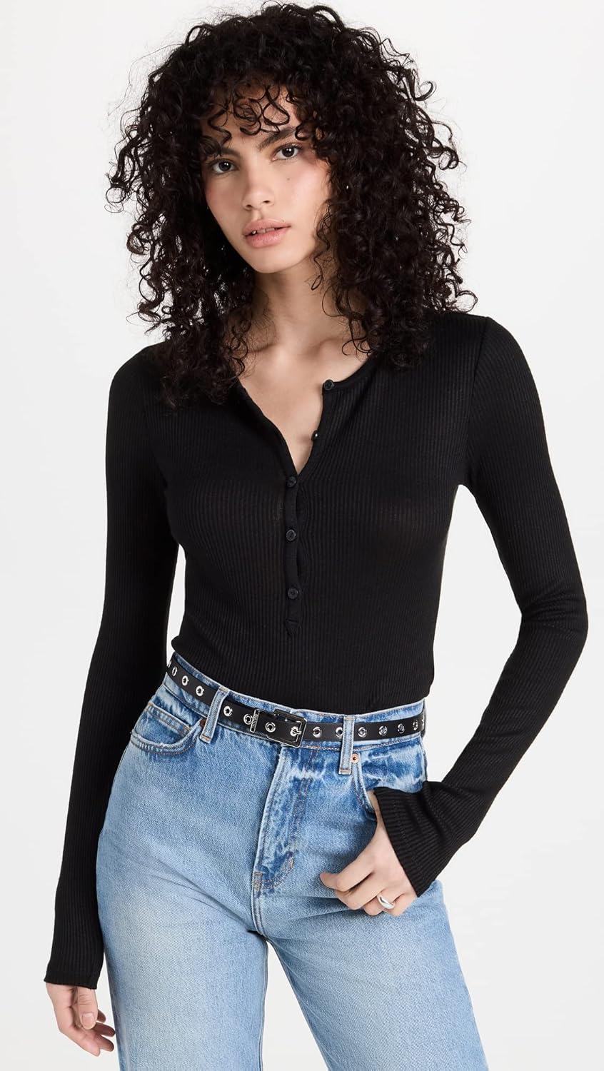 rag & bone Women's The Rib Knit Henley Top - Image 2